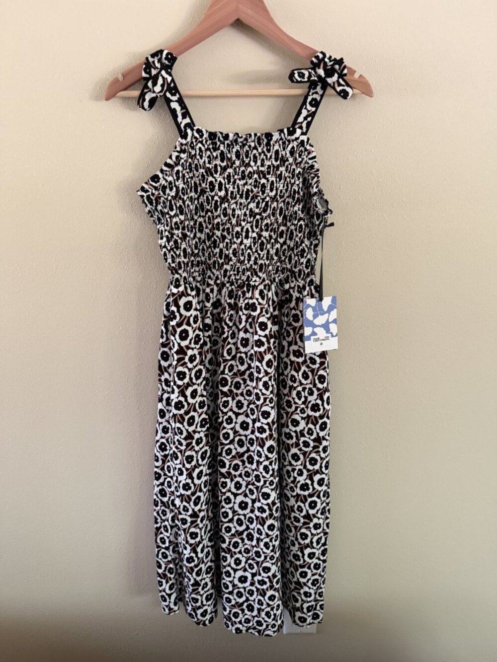 DVF x Target Girls Smocked Tie Strap Poppy Midi Dress NWT Size XL 14